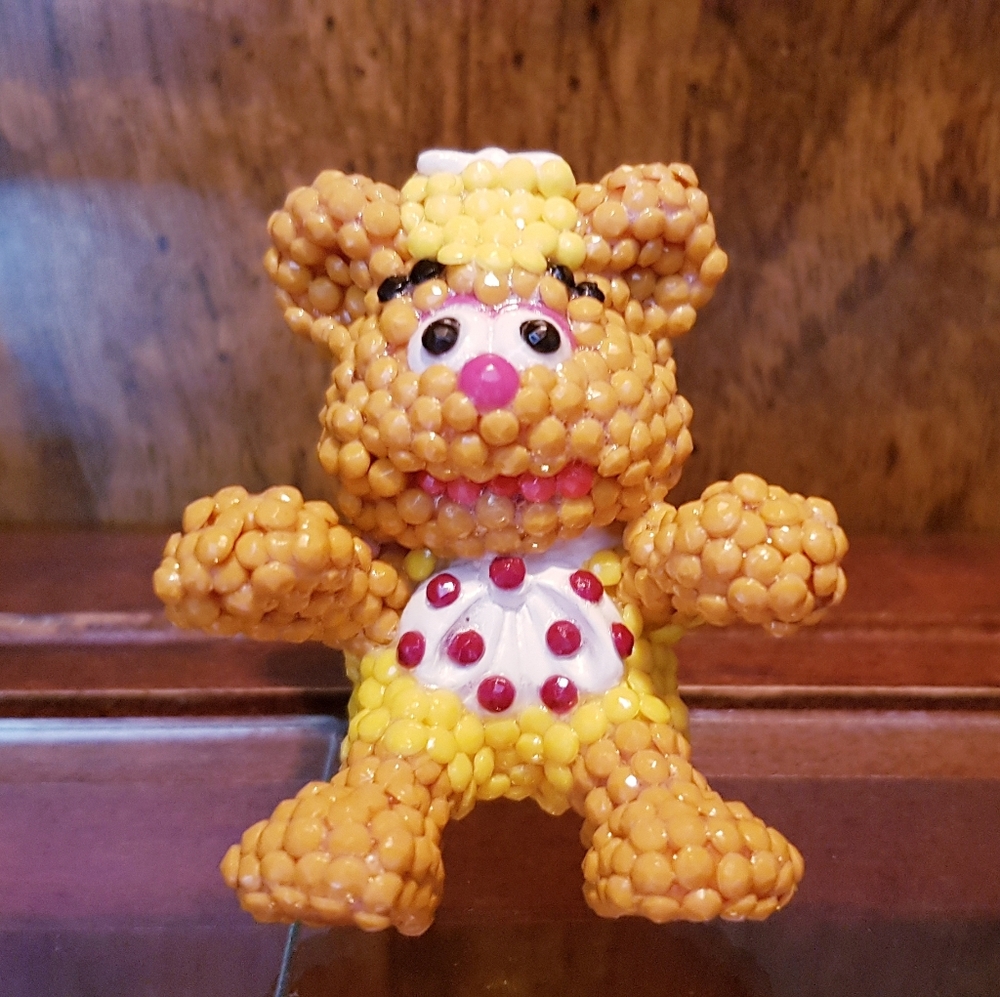 1986 The Muppet Babies Fozzie Bear Figure Hand Crafted Beaded McDonald's Toy